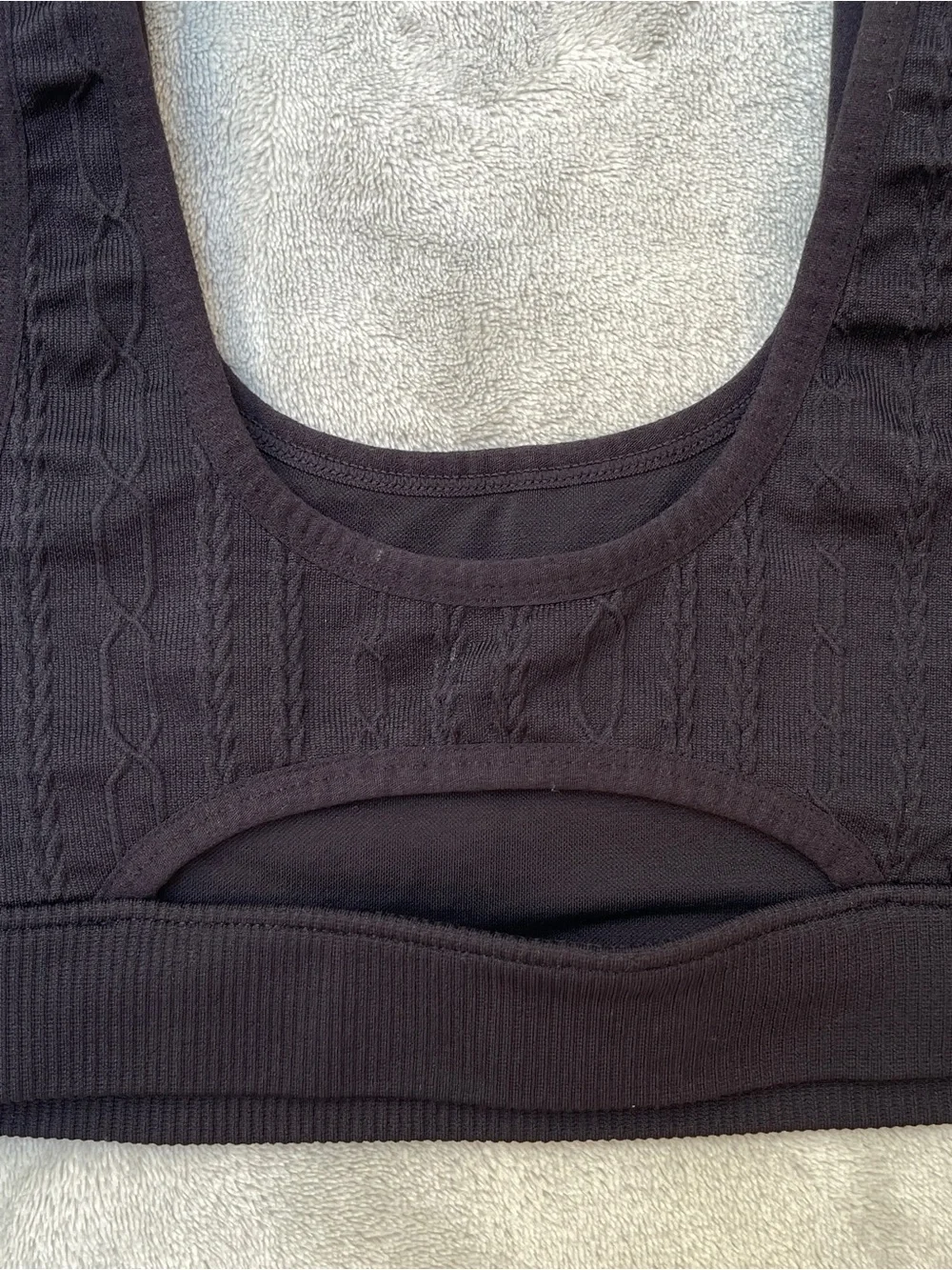 ALO Yoga cable knit black sports bra yoga Pilates gym activewear running size XS